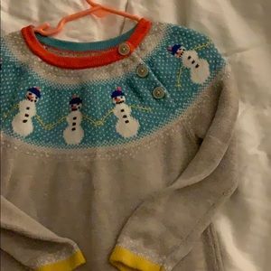 Fair isle snowman Christmas dress mini Boden 3-4